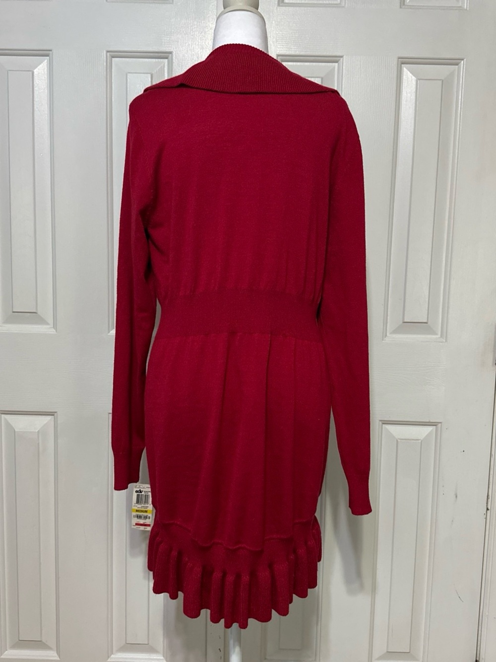 Style & Co. Red Ruffle Open-Front Cardigan - Picture 2 of 4